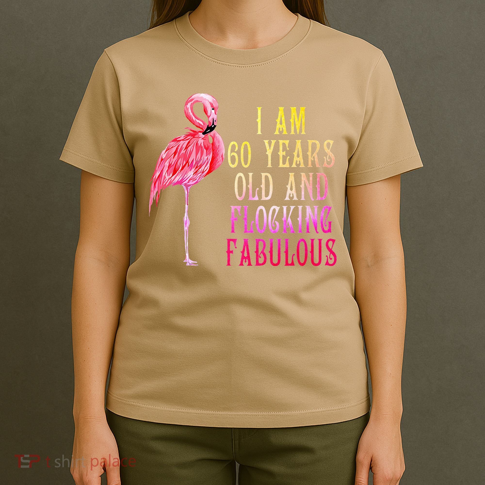 Funny 60th Birthday Pink Watercolor Flamingo 60 Year T-Shirt
