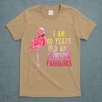 Funny 60th Birthday Pink Watercolor Flamingo 60 Year T-Shirt thumb 5