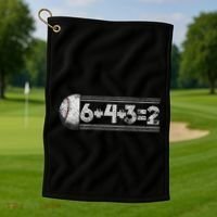Funny 6+4+3=2 Baseball Golf Towel thumb 1