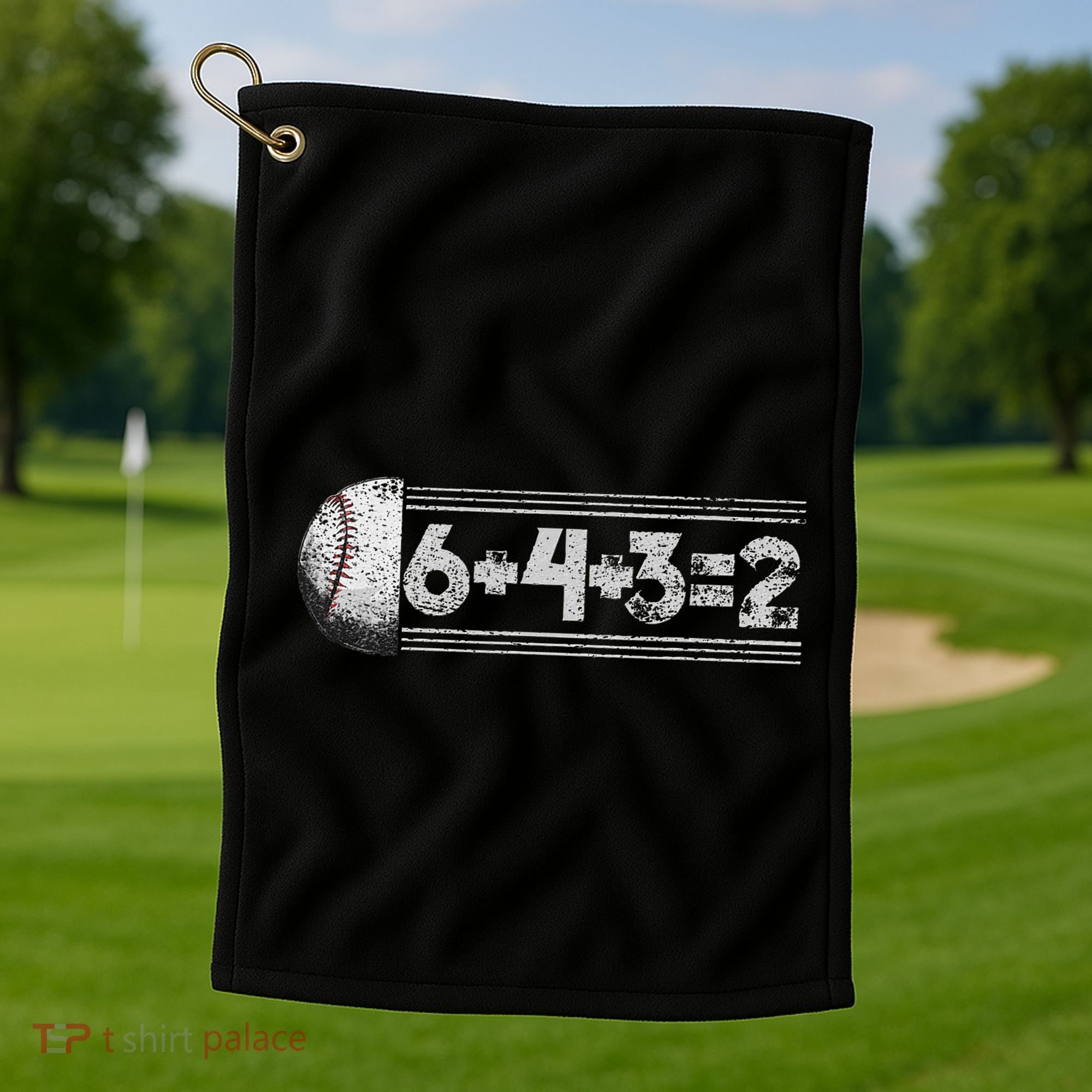 Funny 6+4+3=2 Baseball Golf Towel