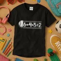 Funny 6+4+3=2 Baseball Kids T-Shirt thumb 3