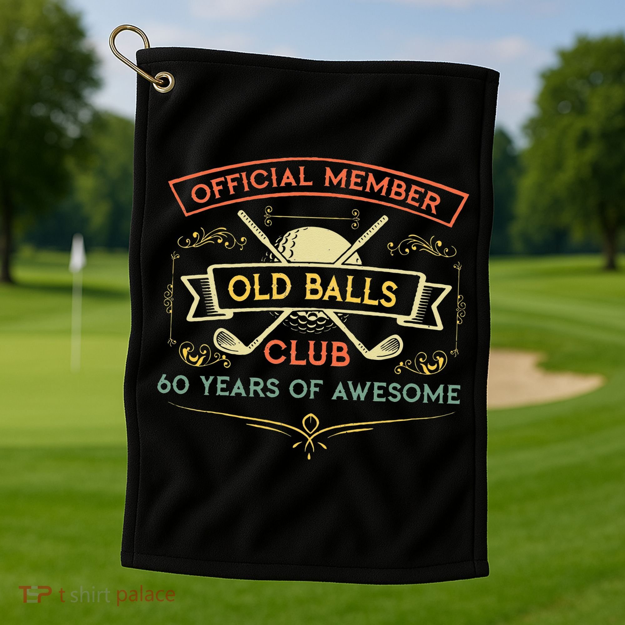 Funny 60th Birthday Old Balls Club 60 Year Old Golfer Golf Towel
