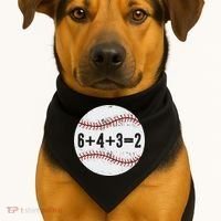 Funny 6+4+3=2 Double Play Baseball Gift USA-Made Doggie Bandana thumb 1