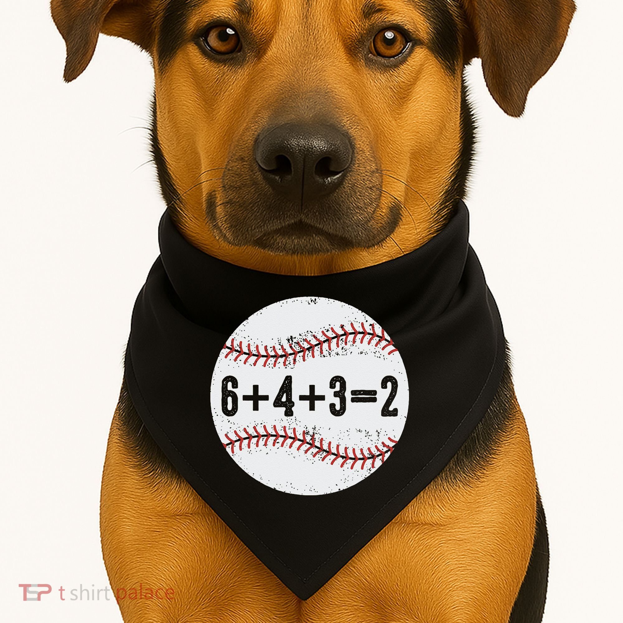 Funny 6+4+3=2 Double Play Baseball Gift USA-Made Doggie Bandana