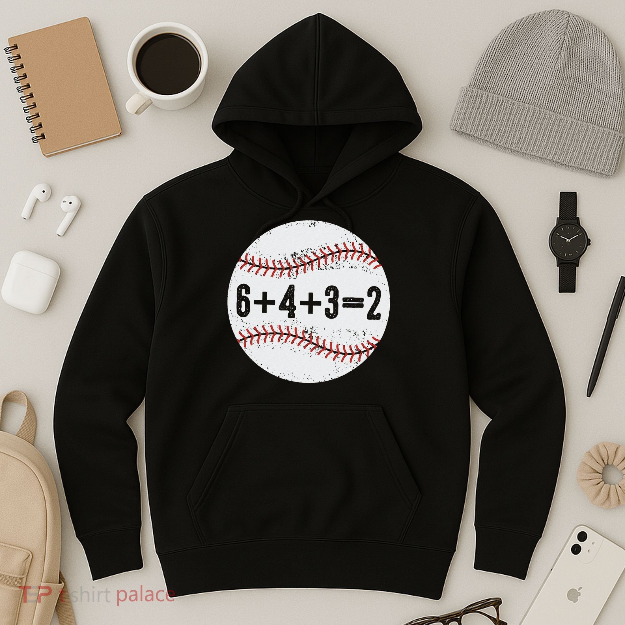 Funny 6+4+3=2 Double Play Baseball Gift Hoodie