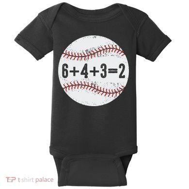 Funny 6+4+3=2 Double Play Baseball Gift Baby Bodysuit