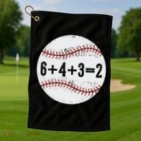Funny 6+4+3=2 Double Play Baseball Gift Golf Towel thumb 1