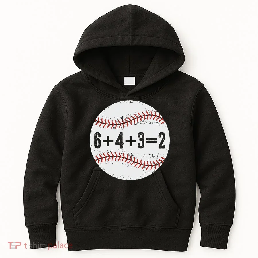 Funny 6+4+3=2 Double Play Baseball Gift Kids Hoodie