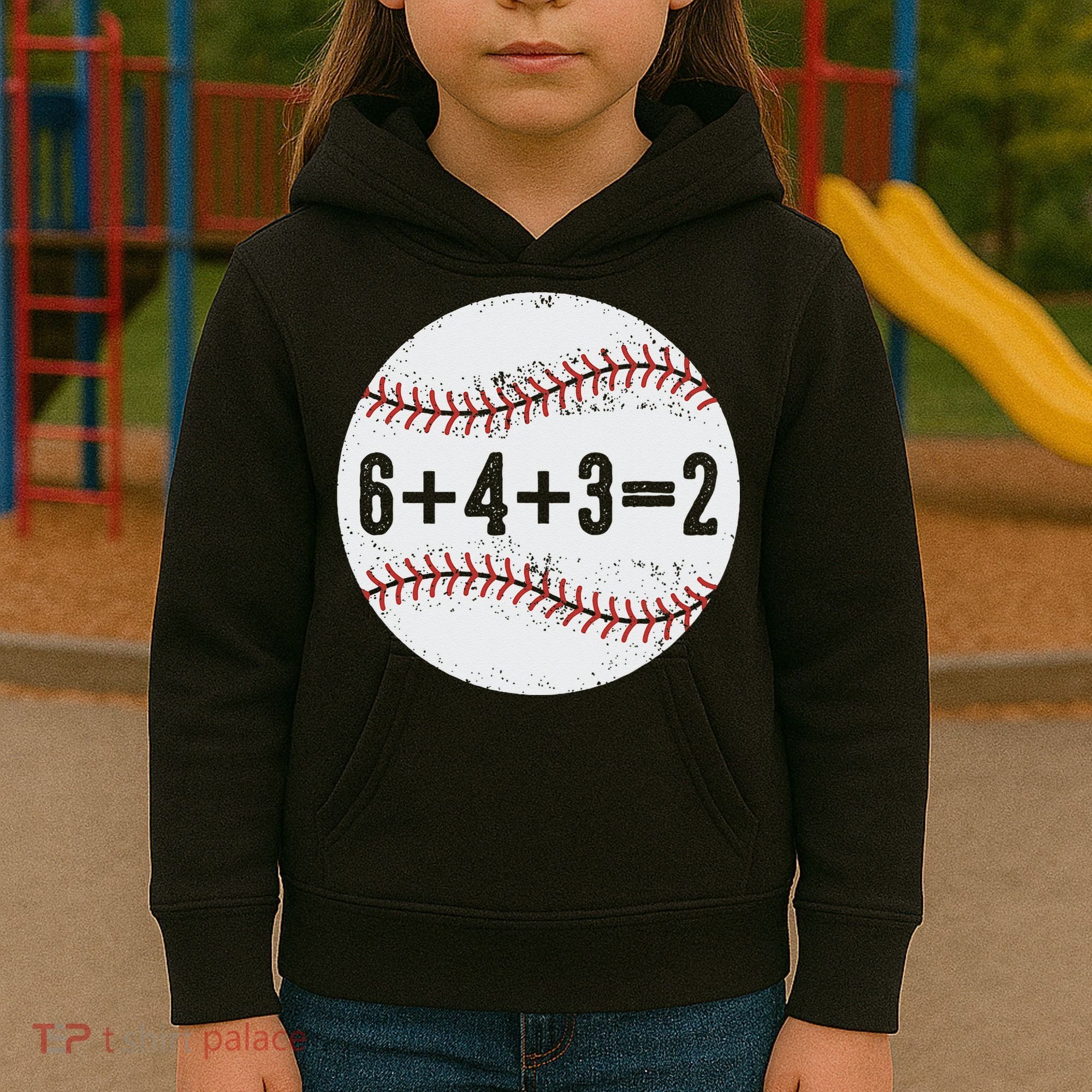 Funny 6+4+3=2 Double Play Baseball Gift Kids Hoodie