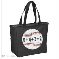 Funny 6+4+3=2 Double Play Baseball Gift Tote Bag thumb 2