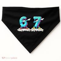 Funny 67 Meme Six Seven 6-7 Meme Ice Cream Drip USA-Made Doggie Bandana thumb 0