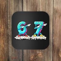 Funny 67 Meme Six Seven 6-7 Meme Ice Cream Drip Coaster thumb 0