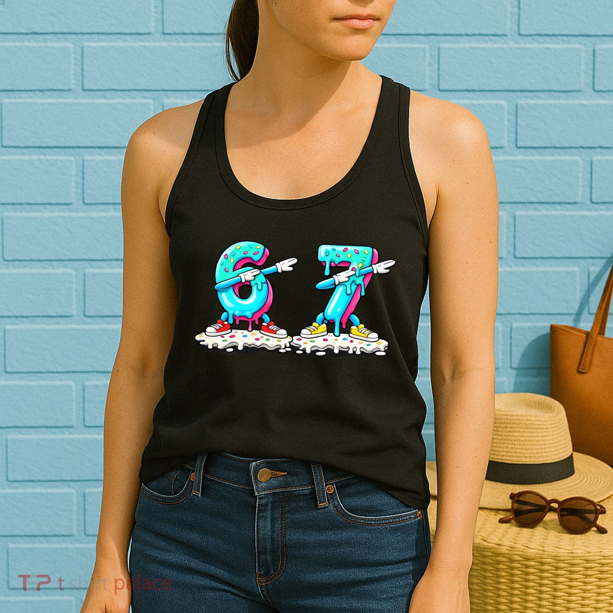 Funny 67 Meme Six Seven 6-7 Meme Ice Cream Drip Women's Tank Top