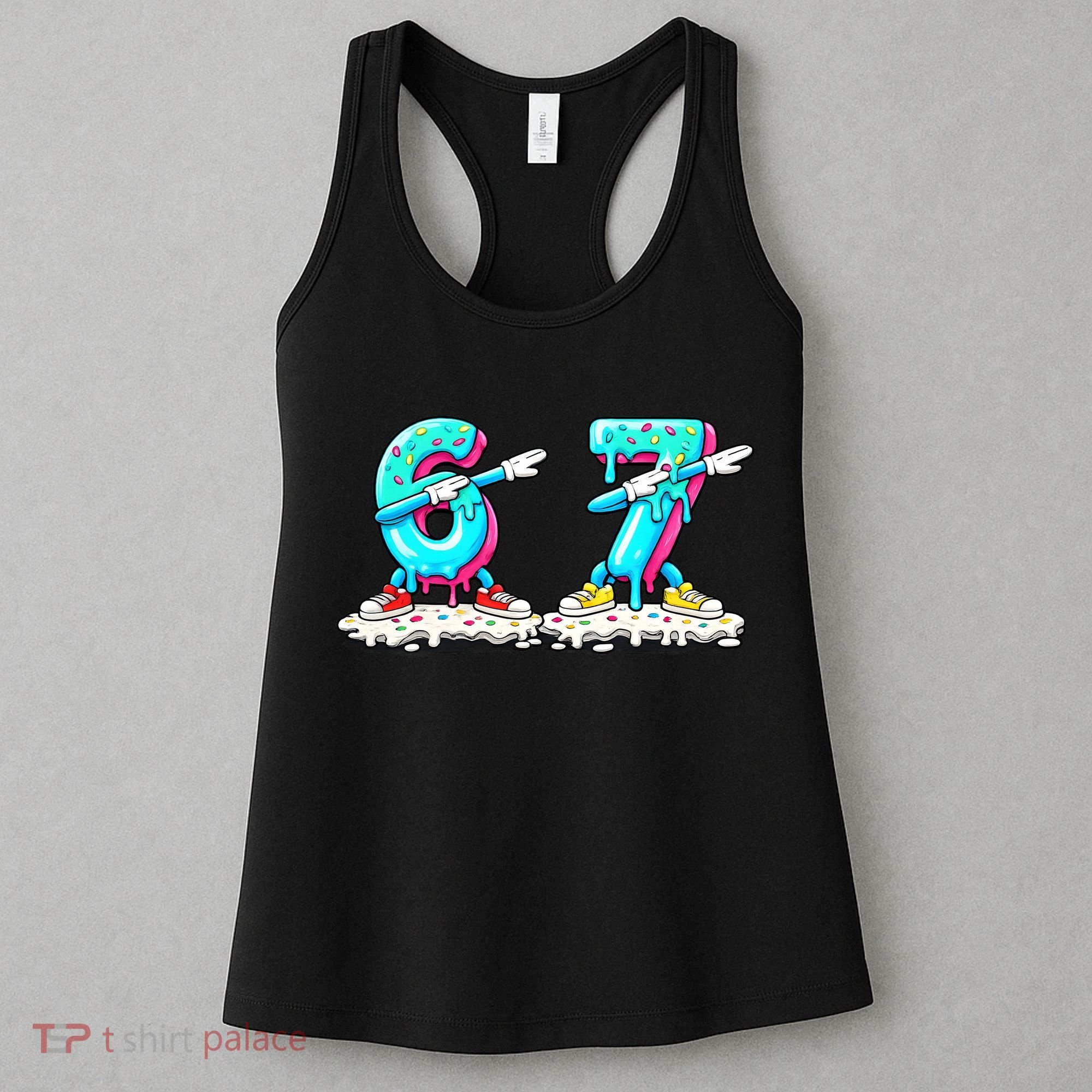 Funny 67 Meme Six Seven 6-7 Meme Ice Cream Drip Women's Tank Top