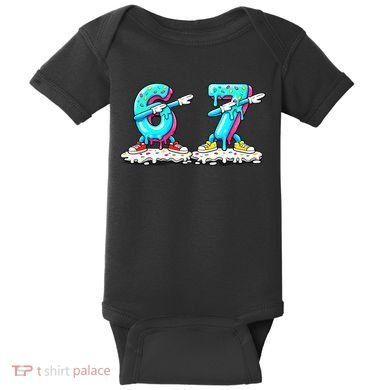 Funny 67 Meme Six Seven 6-7 Meme Ice Cream Drip Baby Bodysuit