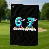 Funny 67 Meme Six Seven 6-7 Meme Ice Cream Drip Golf Towel thumb 1