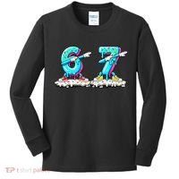 Funny 67 Meme Six Seven 6-7 Meme Ice Cream Drip Kids Long Sleeve Shirt thumb 0