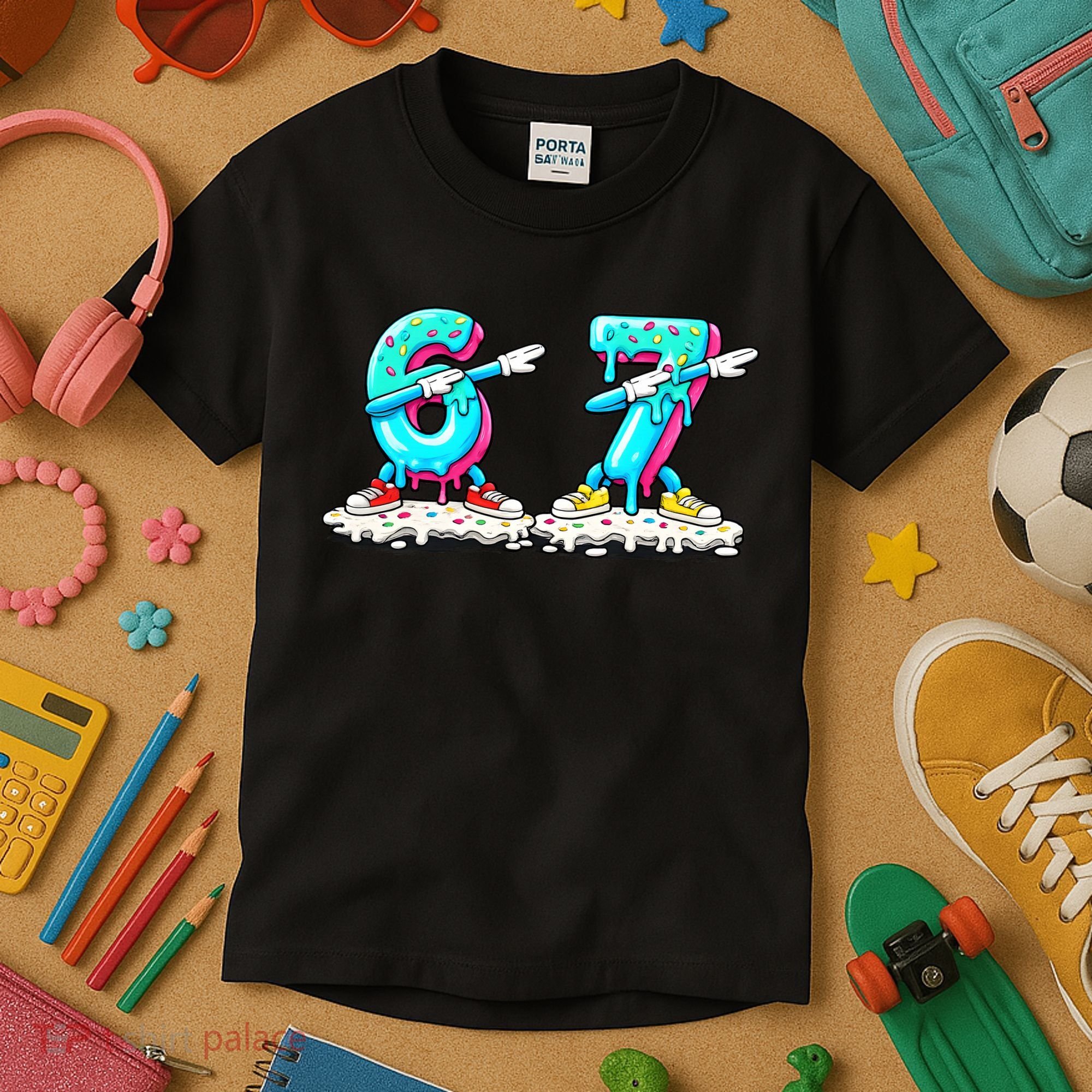 Funny 67 Meme Six Seven 6-7 Meme Ice Cream Drip Kids T-Shirt