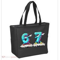 Funny 67 Meme Six Seven 6-7 Meme Ice Cream Drip Tote Bag thumb 2