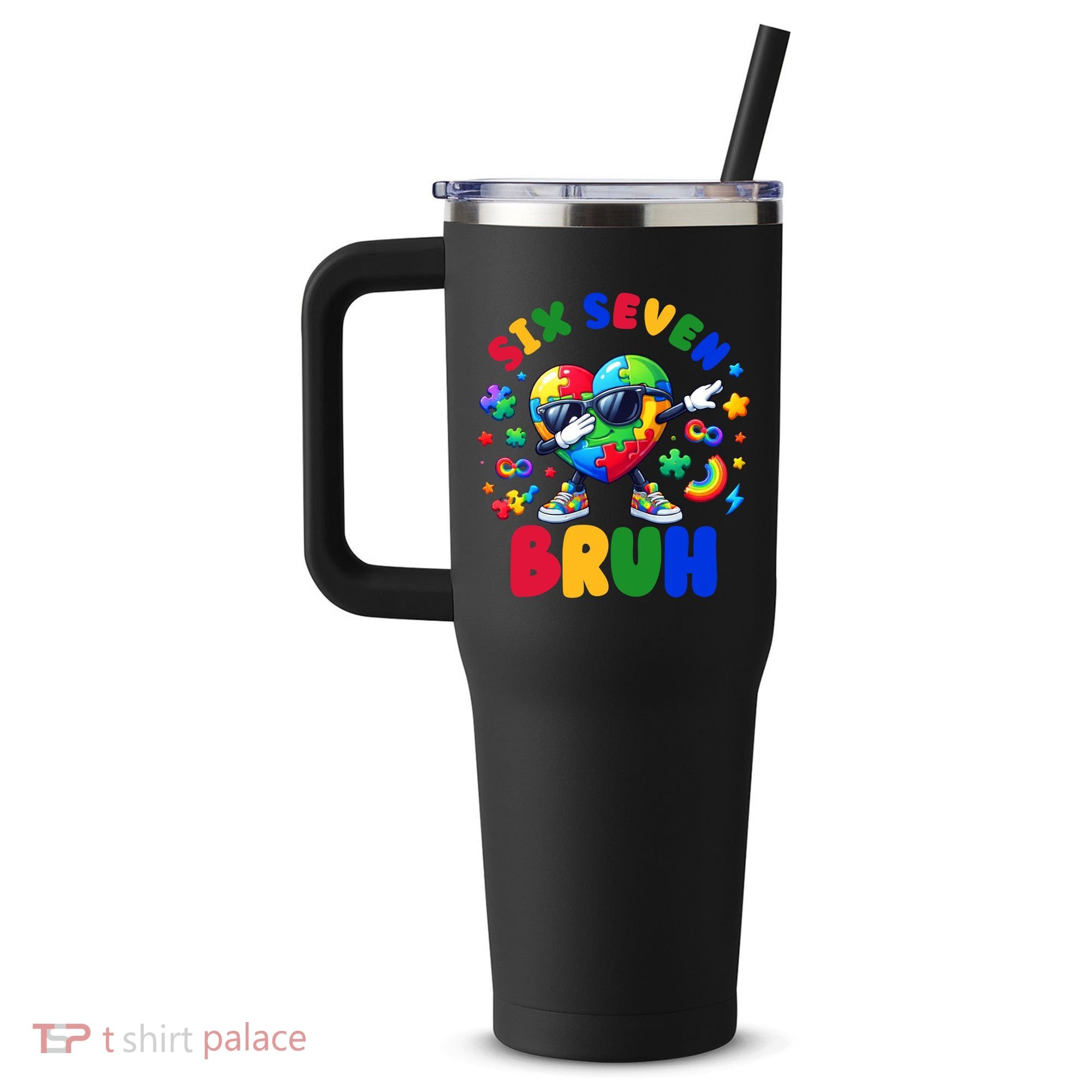 Funny 67 Puzzle Dab Autism Awareness 6 7 Six Seven 40oz Vacuum Insulated Stainless Steel Travel Tumbler