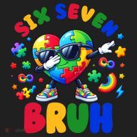 Funny 67 Puzzle Dab Autism Awareness 6 7 Six Seven Hat thumb 2