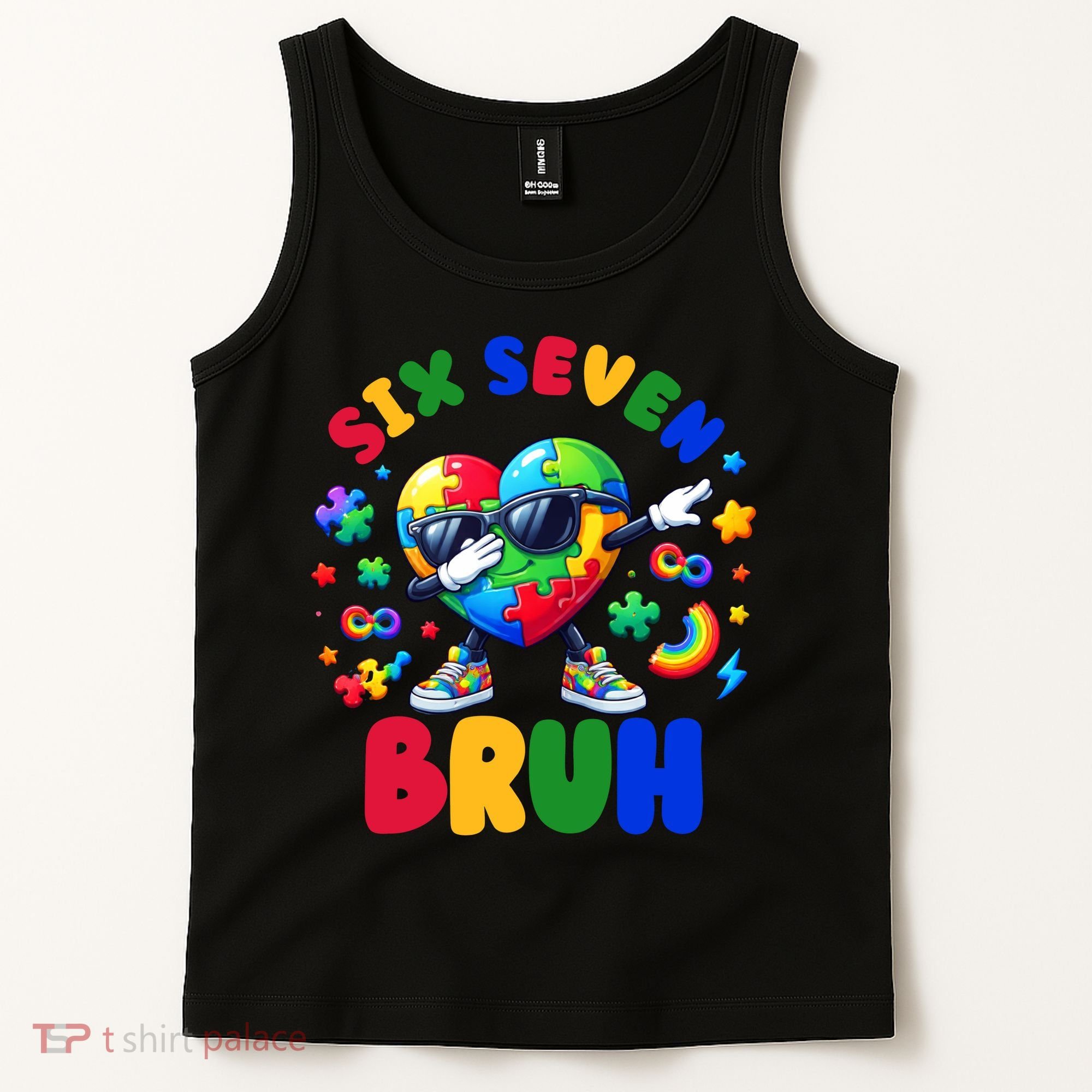 Funny 67 Puzzle Dab Autism Awareness 6 7 Six Seven Tank Top