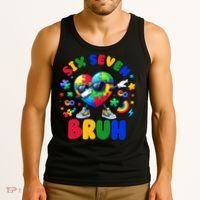 Funny 67 Puzzle Dab Autism Awareness 6 7 Six Seven Tank Top thumb 3