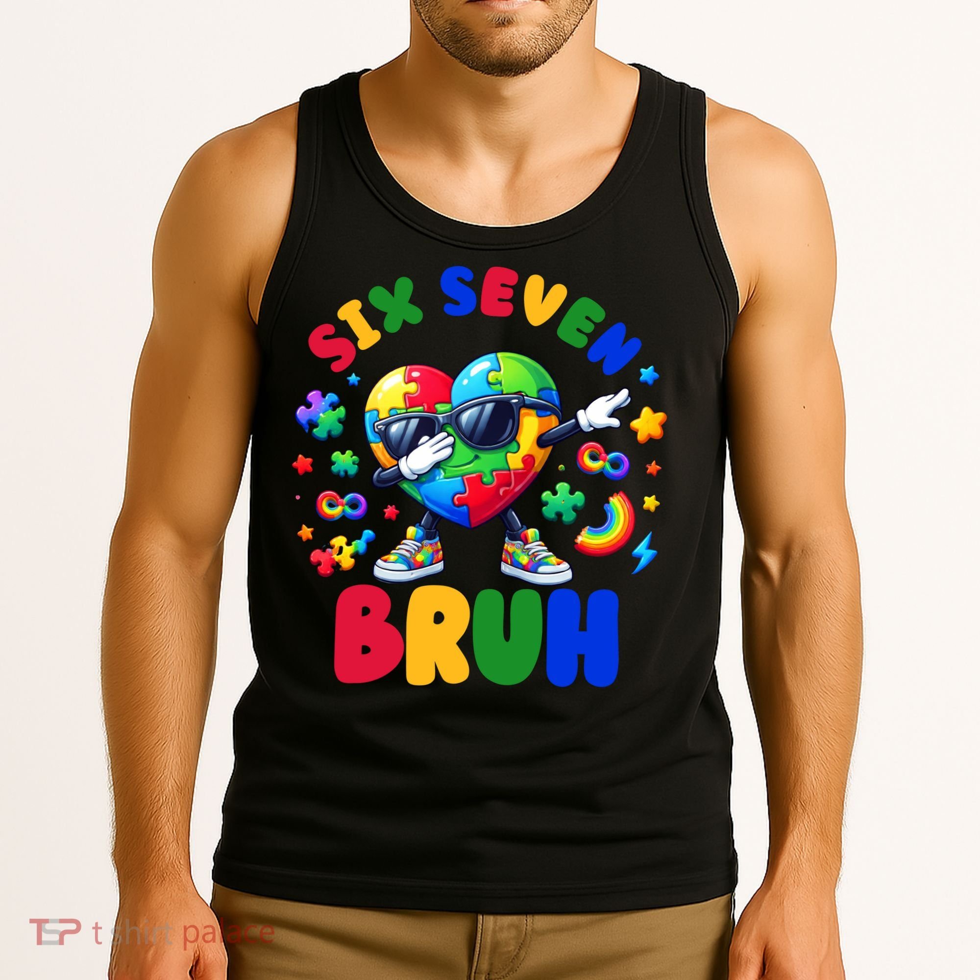 Funny 67 Puzzle Dab Autism Awareness 6 7 Six Seven Tank Top