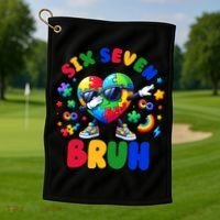 Funny 67 Puzzle Dab Autism Awareness 6 7 Six Seven Golf Towel thumb 1