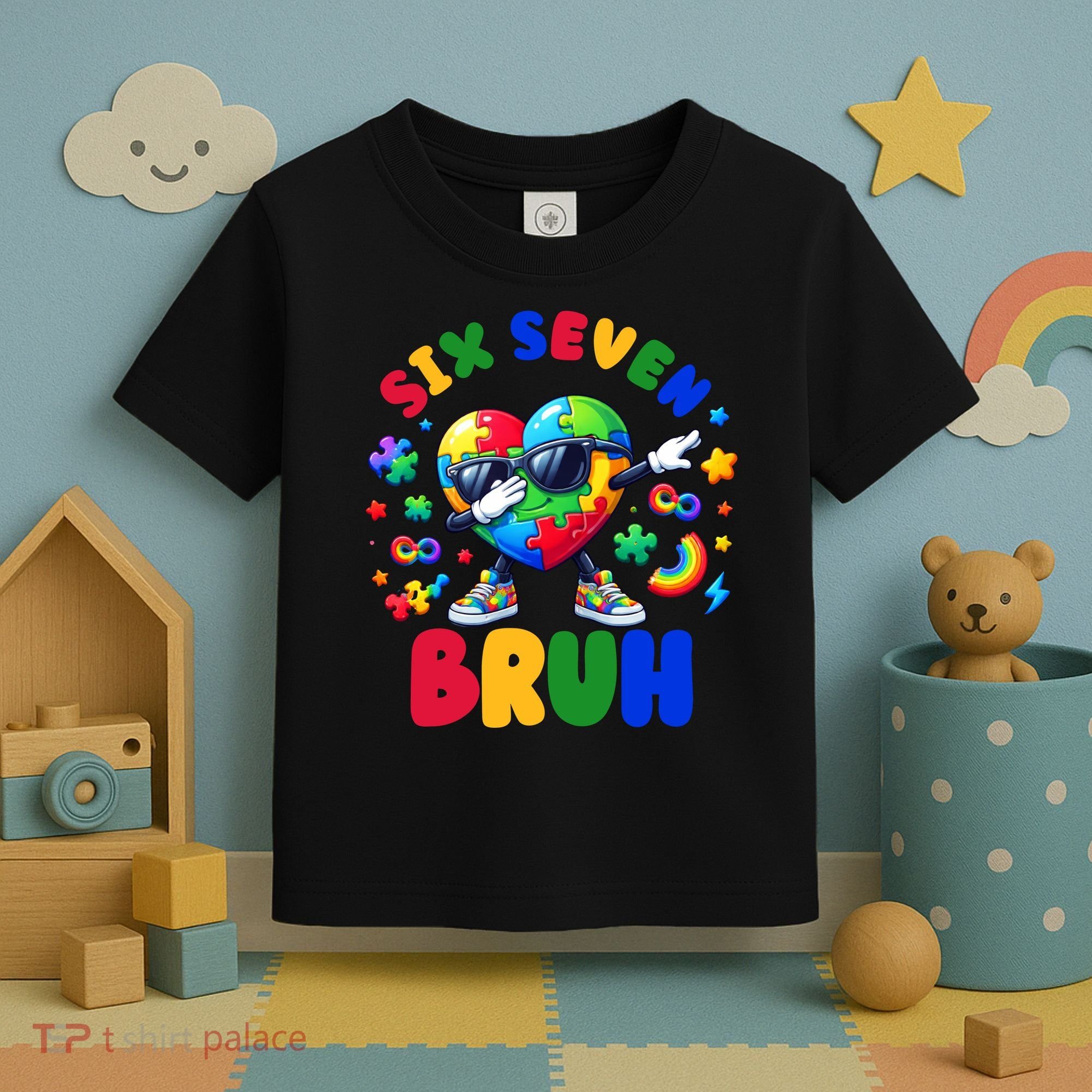 Funny 67 Puzzle Dab Autism Awareness 6 7 Six Seven Toddler T-Shirt