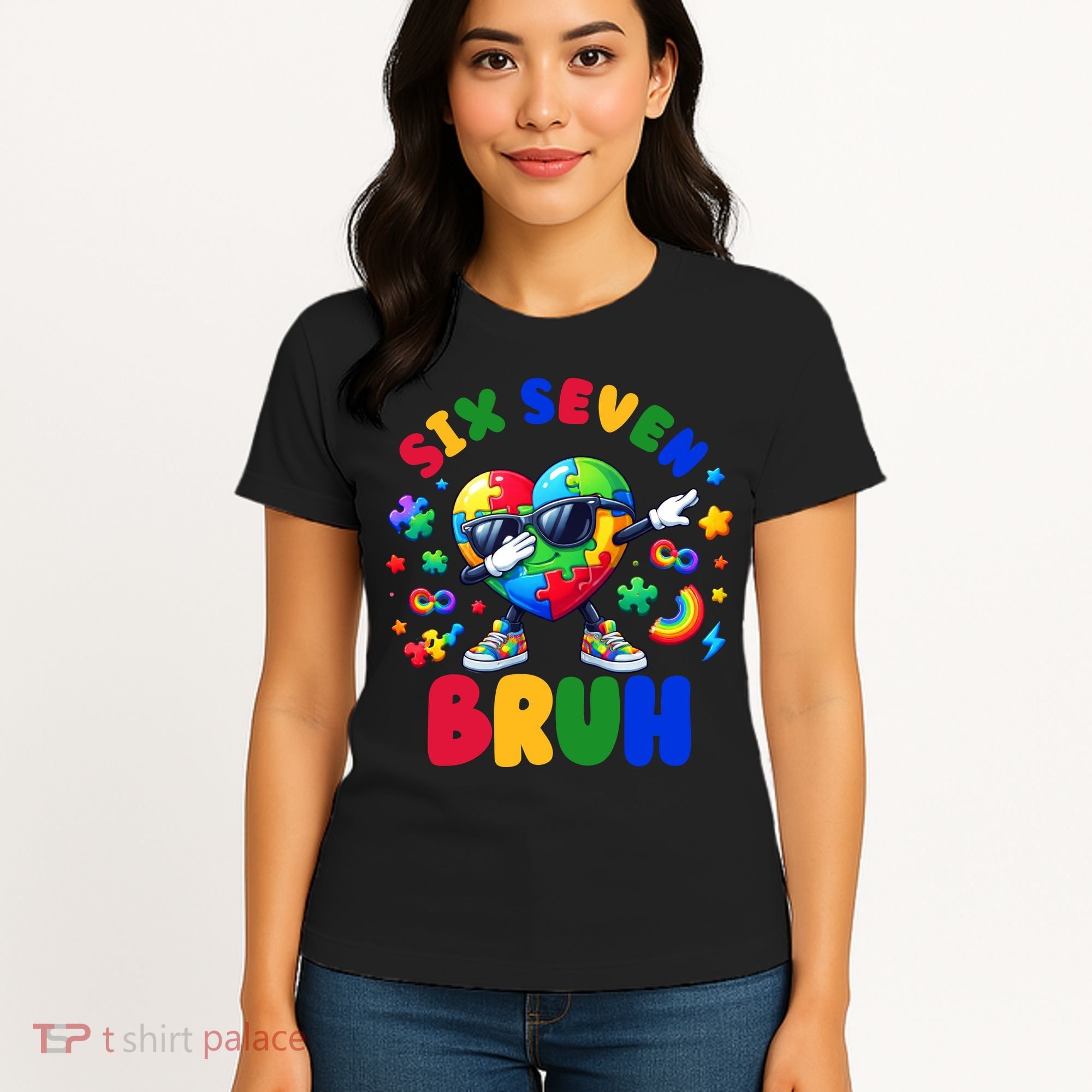 Funny 67 Puzzle Dab Autism Awareness 6 7 Six Seven Women's T-Shirt