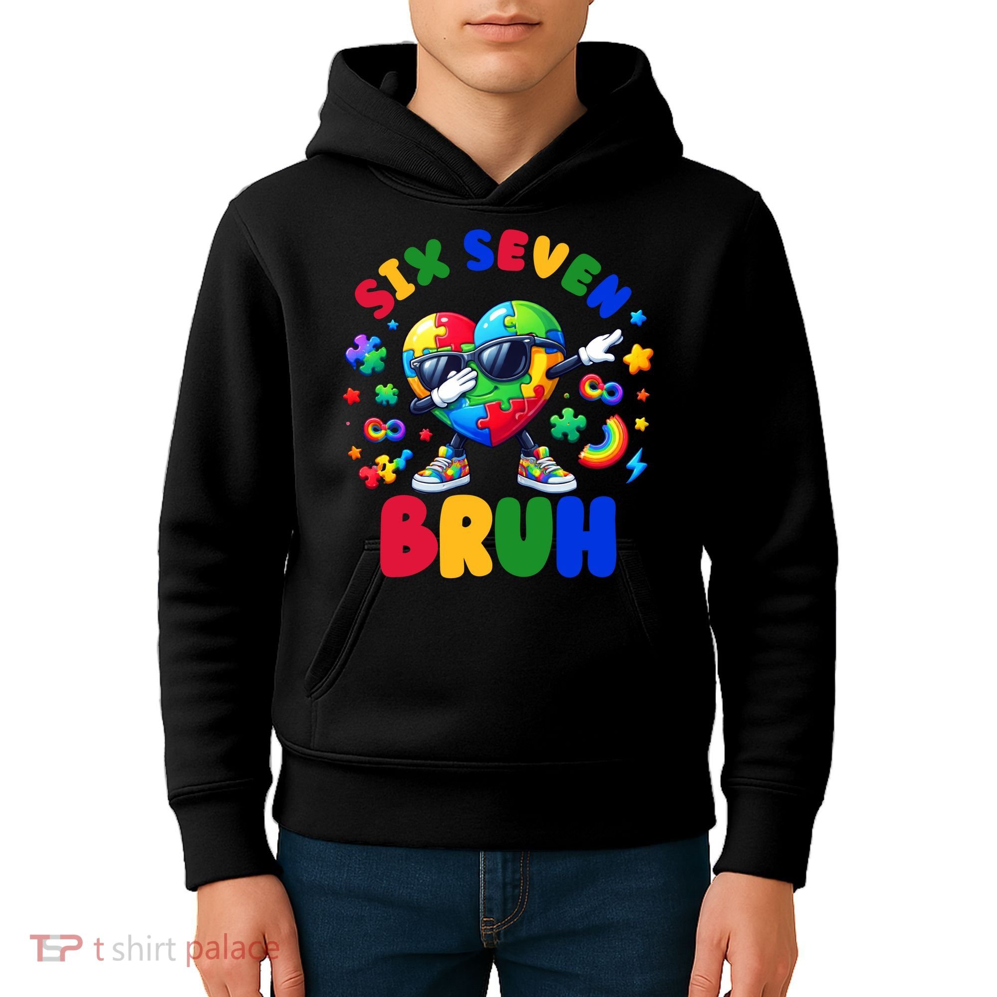 Funny 67 Puzzle Dab Autism Awareness 6 7 Six Seven Kids Hoodie