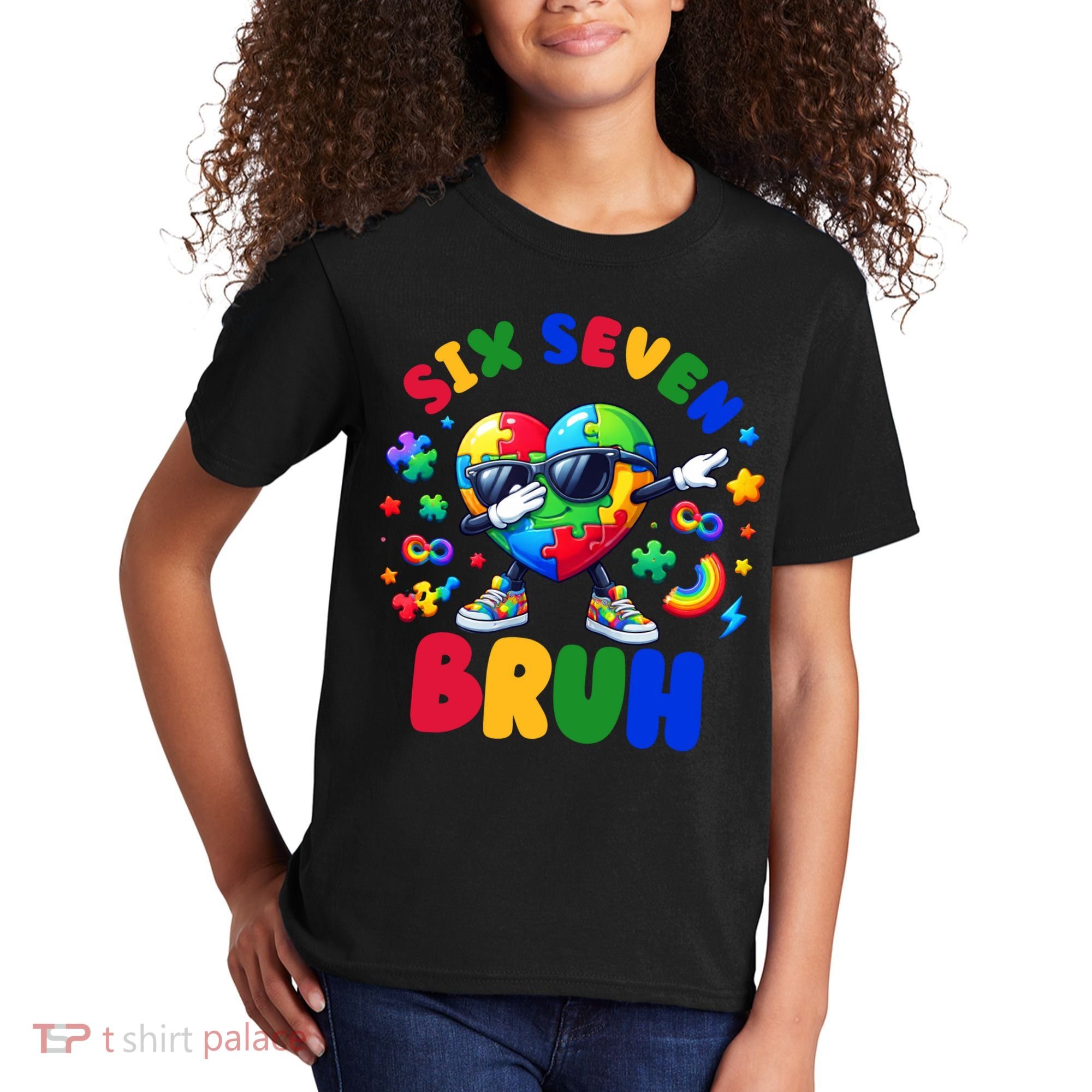 Funny 67 Puzzle Dab Autism Awareness 6 7 Six Seven Kids T-Shirt