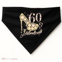 Fabulous & 60 Sparkly Heel 60th Birthday USA-Made Doggie Bandana thumb 0