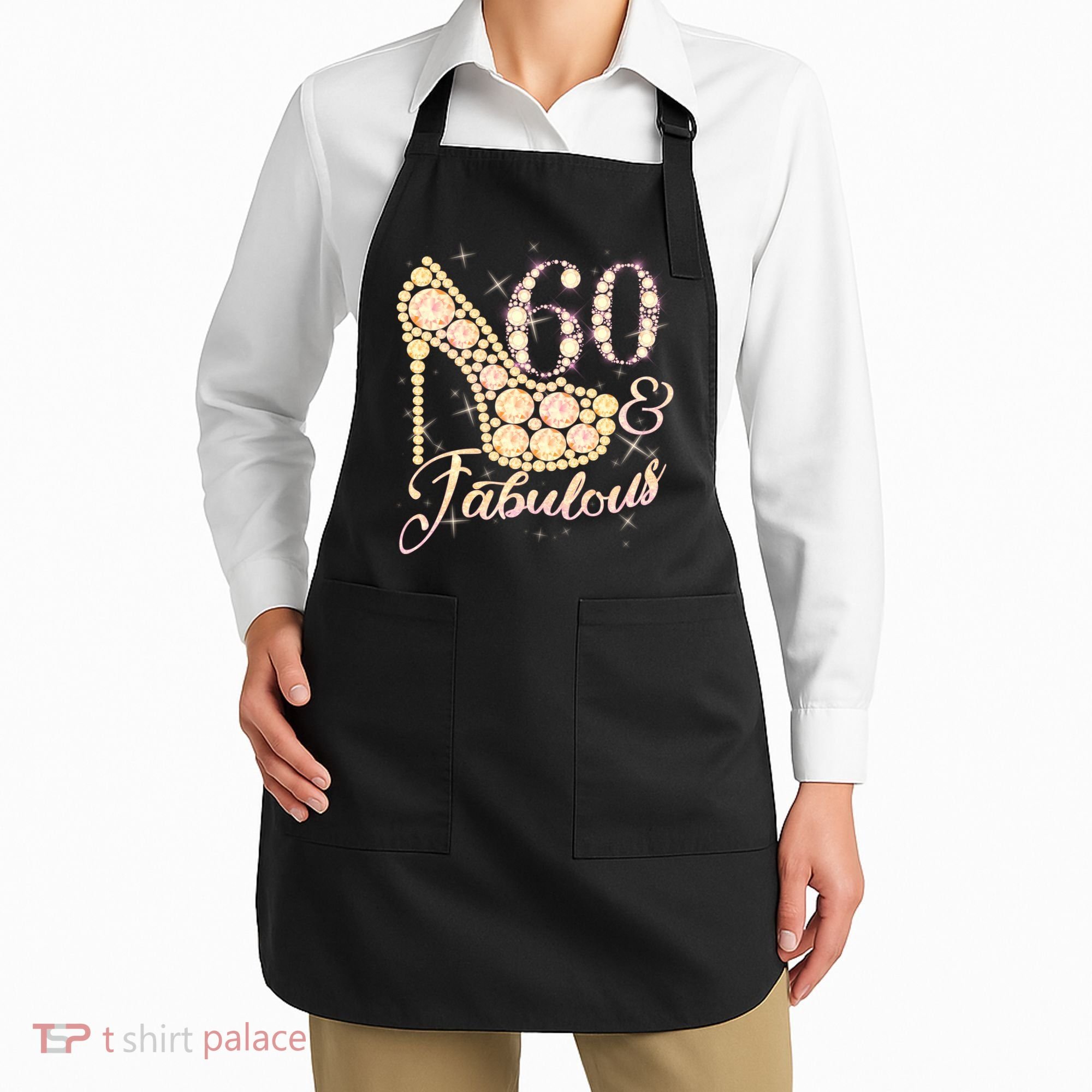 Fabulous & 60 Sparkly Heel 60th Birthday Apron
