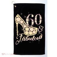 Fabulous & 60 Sparkly Heel 60th Birthday Golf Towel thumb 0