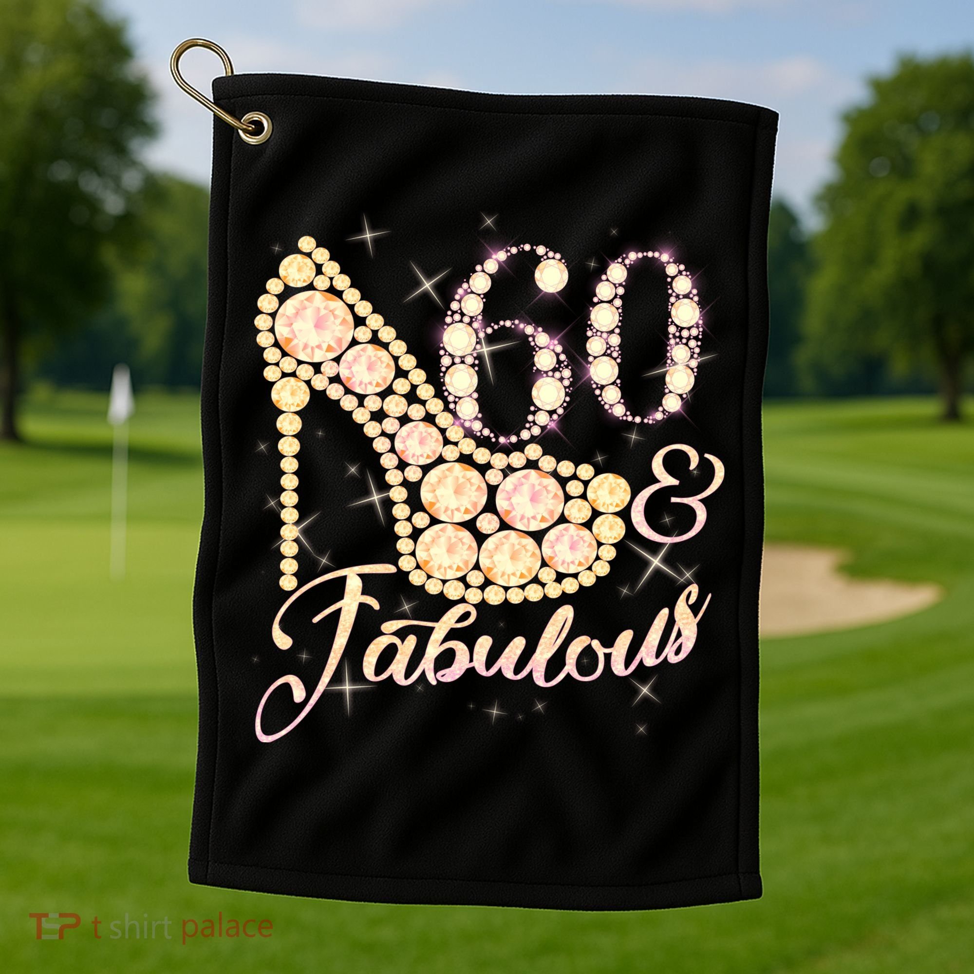 Fabulous & 60 Sparkly Heel 60th Birthday Golf Towel