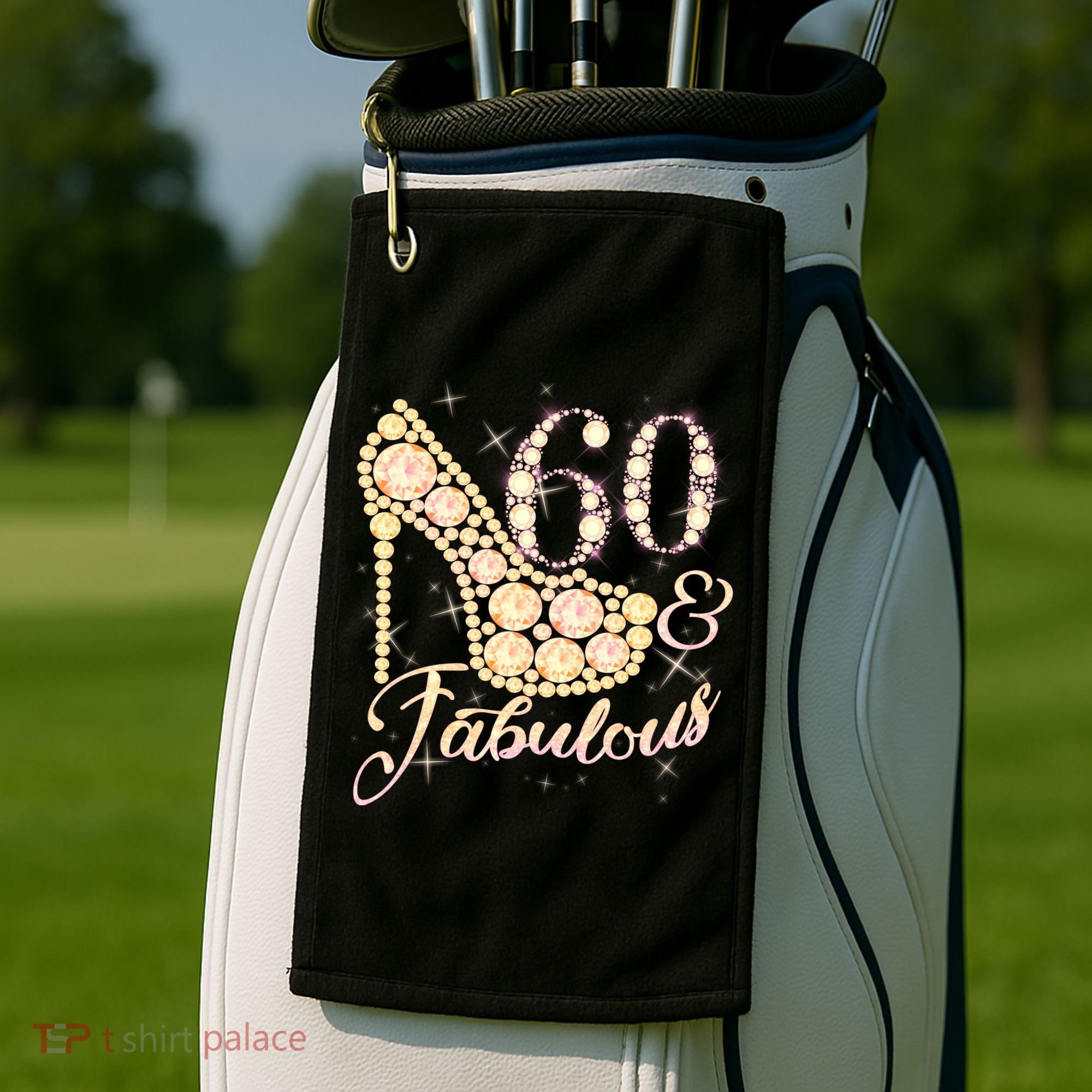 Fabulous & 60 Sparkly Heel 60th Birthday Golf Towel