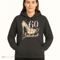 Fabulous & 60 Sparkly Heel 60th Birthday Hoodie thumb 5
