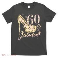 Fabulous & 60 Sparkly Heel 60th Birthday T-Shirt thumb 0