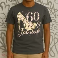 Fabulous & 60 Sparkly Heel 60th Birthday T-Shirt thumb 3