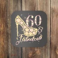 Fabulous & 60 Sparkly Heel 60th Birthday Coaster thumb 0