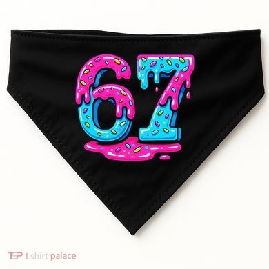 Funny 67 Six Seven Meme Ice Cream Drip 6-7 USA-Made Doggie Bandana