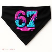 Funny 67 Six Seven Meme Ice Cream Drip 6-7 USA-Made Doggie Bandana thumb 0