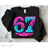 Funny 67 Six Seven Meme Ice Cream Drip 6-7 Sweatshirt thumb 2