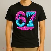 Funny 67 Six Seven Meme Ice Cream Drip 6-7 T-Shirt thumb 3