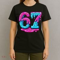Funny 67 Six Seven Meme Ice Cream Drip 6-7 T-Shirt thumb 4