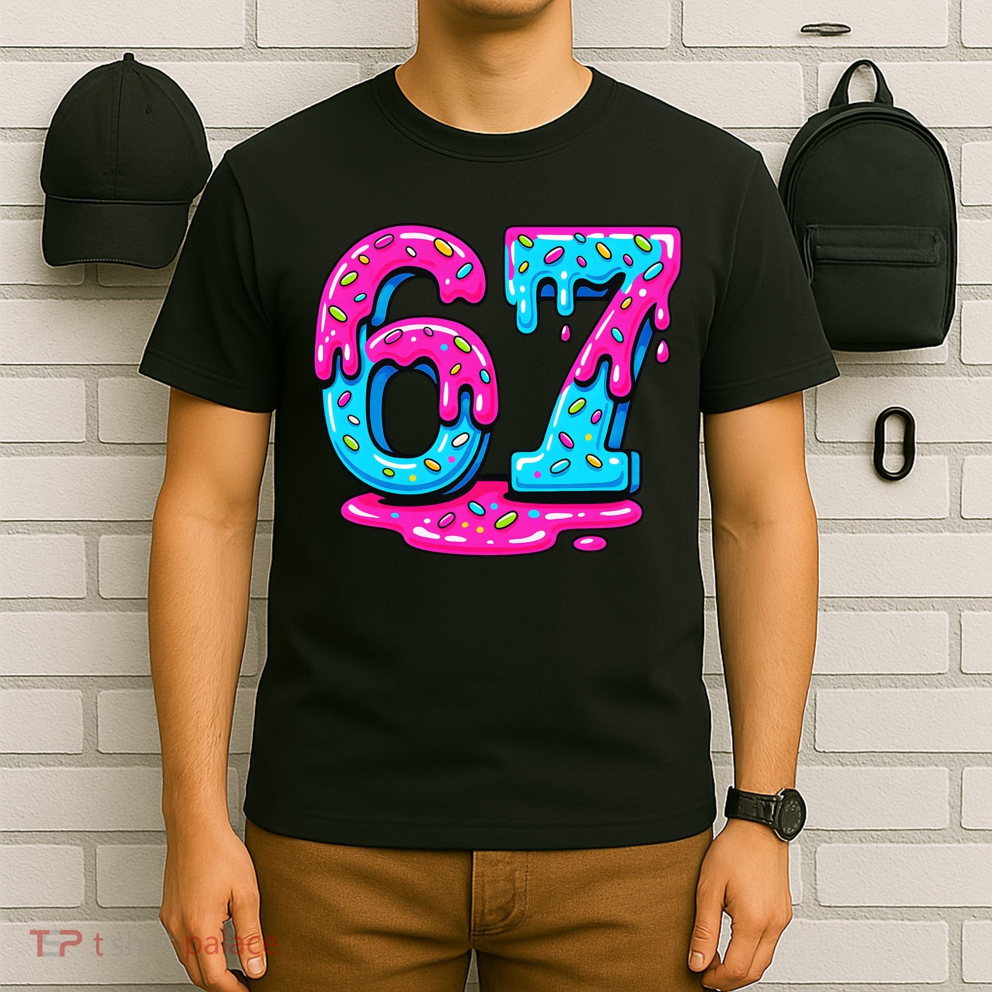 Funny 67 Six Seven Meme Ice Cream Drip 6-7 T-Shirt