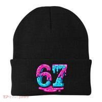 Funny 67 Six Seven Meme Ice Cream Drip 6-7 Beanie thumb 0