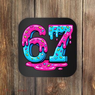 Funny 67 Six Seven Meme Ice Cream Drip 6-7 Coaster